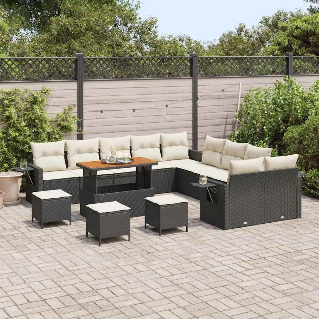 vidaXL Σετ Καναπέ Κήπου 14 pcs Μαύρο συνθετικό ρατάν