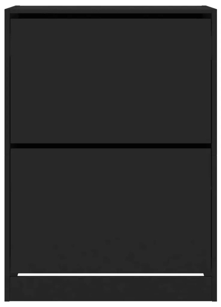 Παπουτσοθήκη με 2 Ανακλινόμενα Συρτάρια Μαύρη 80x42x108 εκ. - Μαύρο