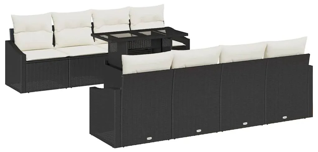 vidaXL Σετ Καναπέ Κήπου 7 pcs Μαύρο και κρεμ 100 x 55 x 73 εκ