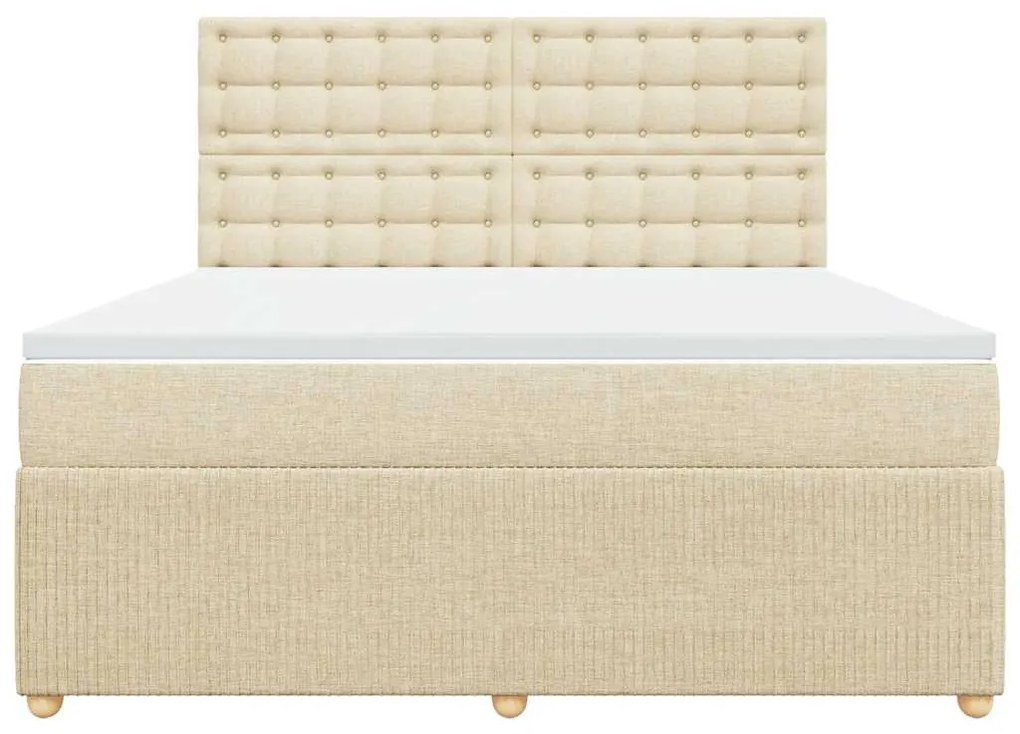 vidaXL Κρεβάτι Boxspring με Στρώμα Κρεμ 180x200 εκ. Υφασμάτινο