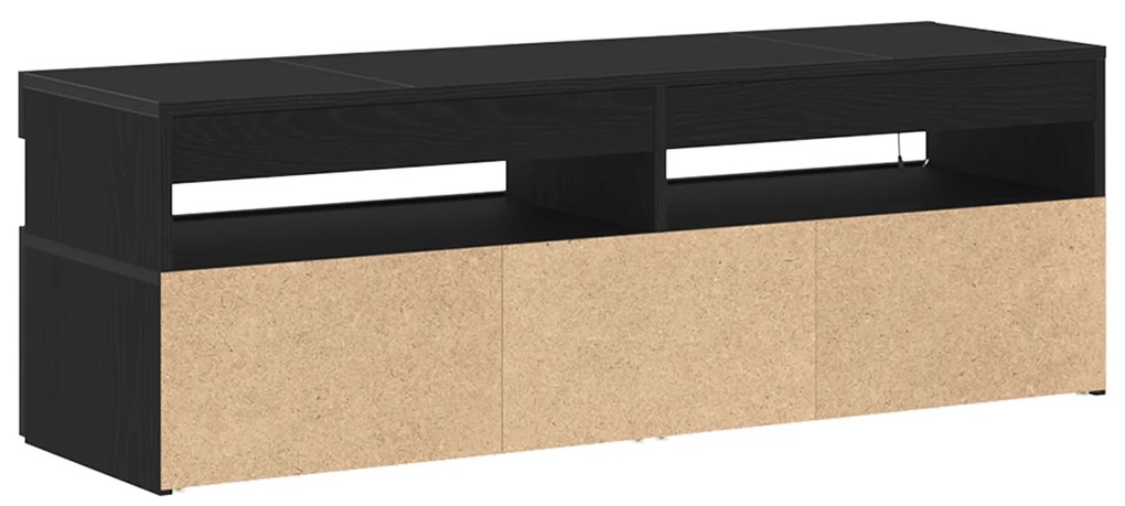 vidaXL Ντουλάπα τηλεόρασης με LED Μαύρη Δρύς 120x35x40 εκ. Επεξεργασμένο ξύλο