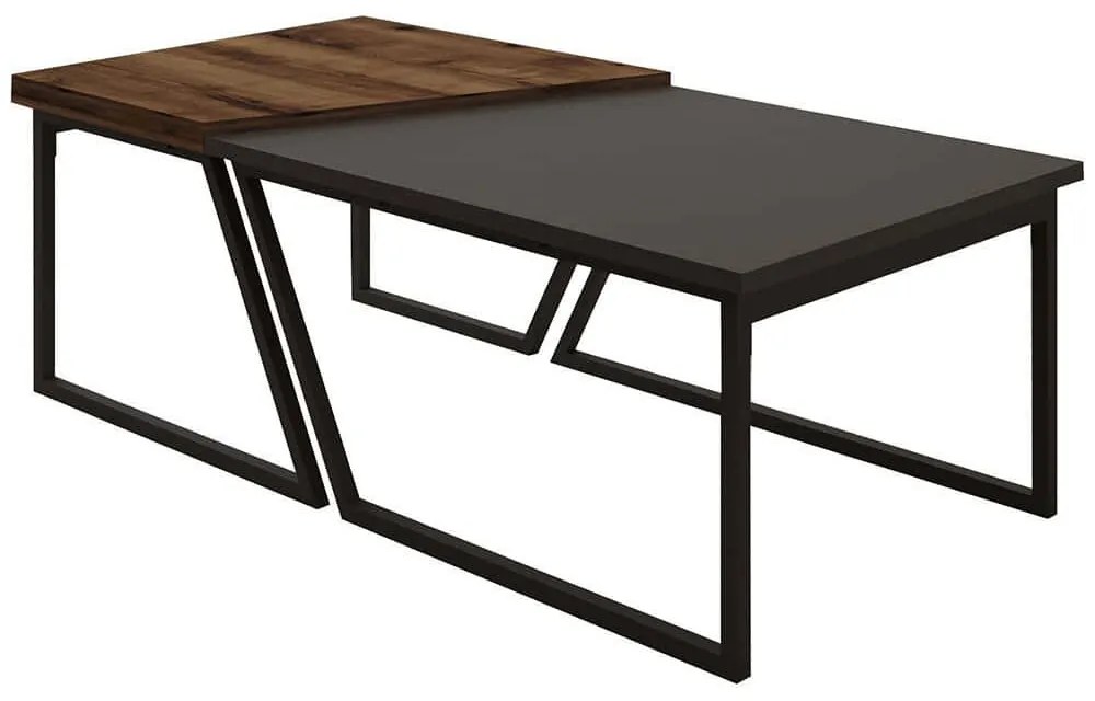 Τραπέζια Σαλονιού Verona (Σετ 2Τμχ) 382NRC1554 80x60x38,8/60x60x40,6cm Anthracite-Walnut