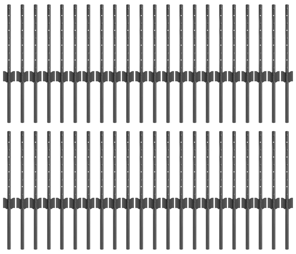 vidaXL Ασημένιοι Πόλοι Φράχτη 44 pcs Γκρι 100 x 0.4 μ.