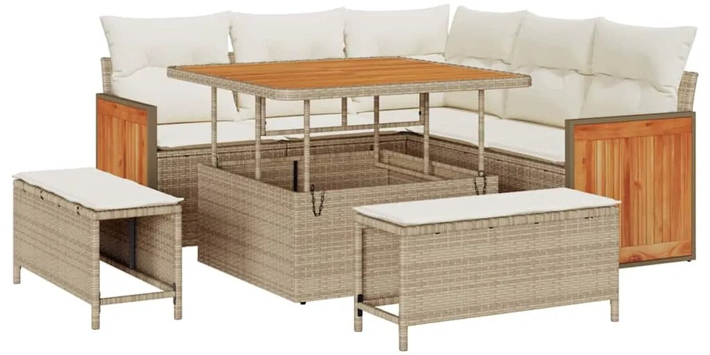 vidaXL Σετ Καναπέ Κήπου 8 pcs Μπεζ και Κρέμα συνθετικό ρατάν