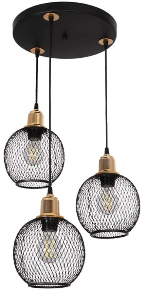 Φωτιστικό Οροφής Vividus 201-0020 40x40x80cm 3xE27 Black-Gold GloboStar