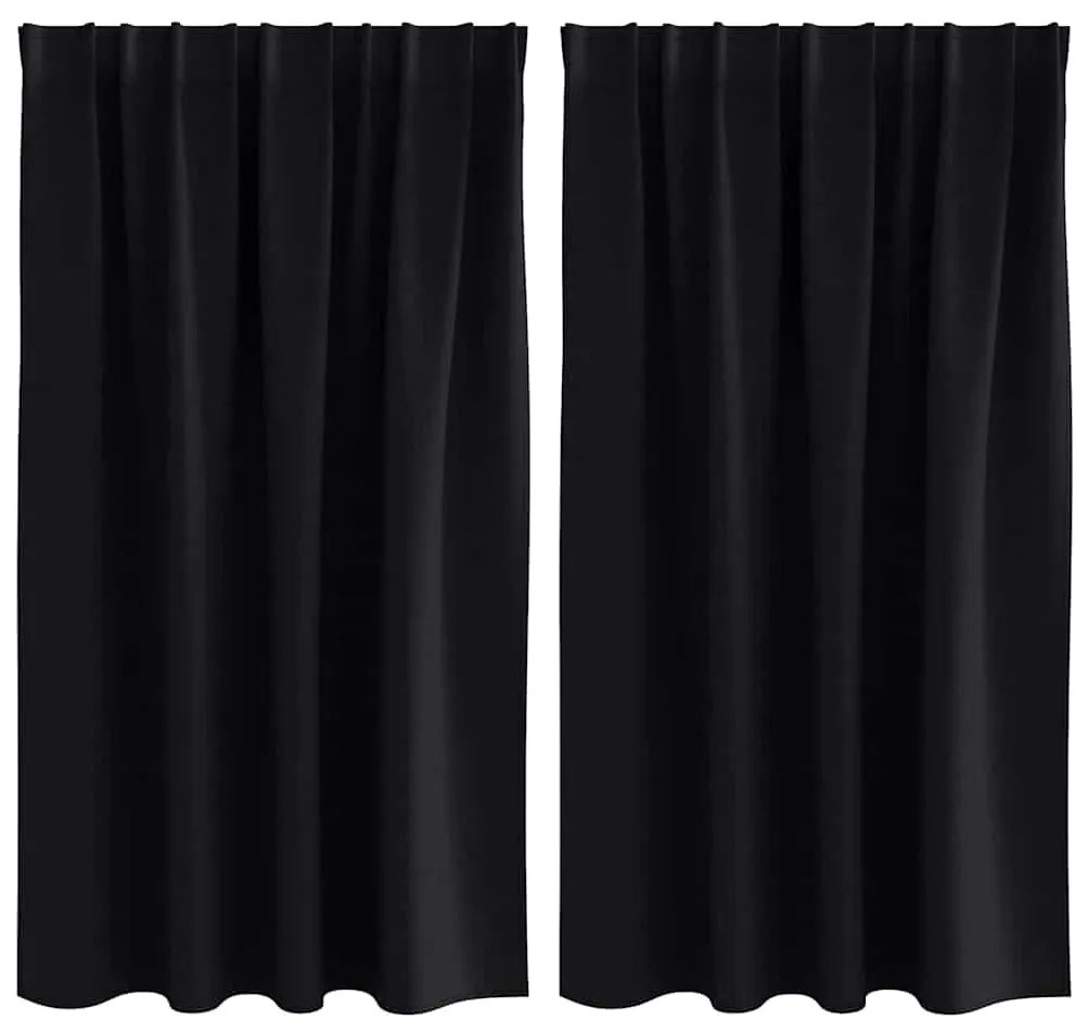 vidaXL Κουρτίνες με κουρτίνες 2 pcs Μαύρο Πολυεστέρας
