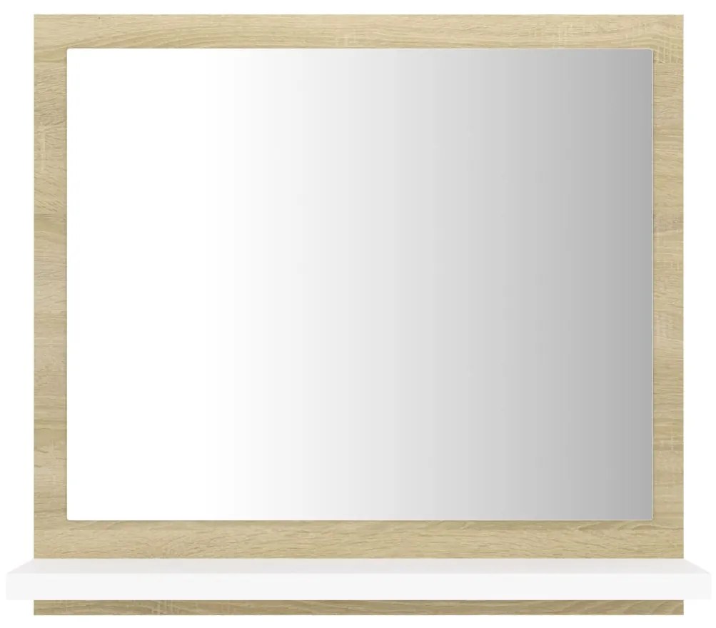 vidaXL Καθρέφτης Μπάνιου Λευκό/Sonoma Δρυς 40x10,5x37 εκ. Μοριοσανίδα