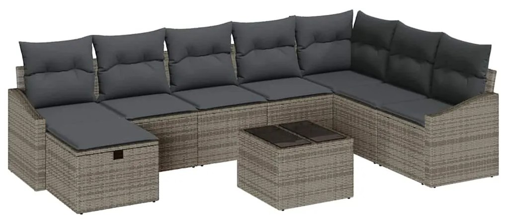vidaXL Σετ Καναπέ Κήπου 9 pcs Γκρι 55 x 62 x 69 εκ Πολυ ράταν