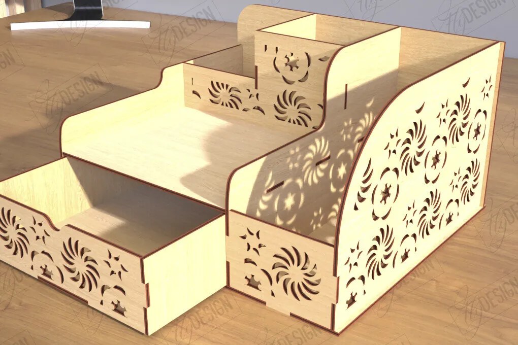 Intra απο ξύλο plywood Χρώμα wenge 3mm-4mm πάχος - Desktop Office Organizer | CNC Δίασταση 30x20 cm INTRAFABR-95780779