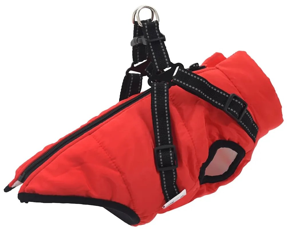 παλτό σκύλου με ιμάντα αδιάβροχο αντανακλαστικό κόκκινο L32