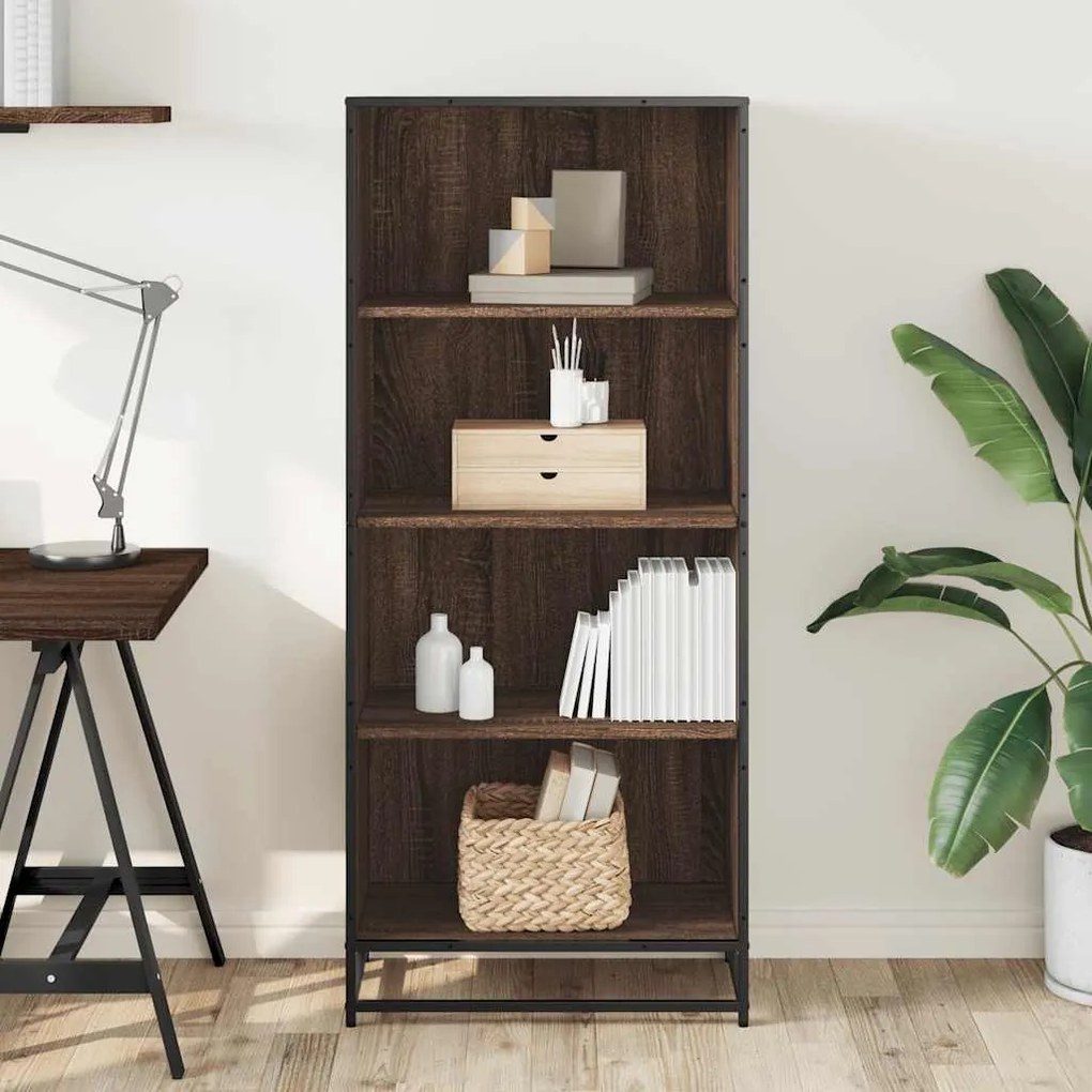 Βιβλιοθήκη καφέ δρυς 60x35x139 cm Ξύλινη κατασκευή - Καφέ