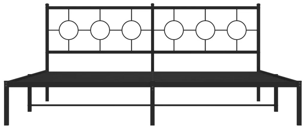 vidaXL Πλαίσιο Κρεβατιού με Κεφαλάρι Μαύρο 193 x 203 εκ. Μεταλλικό