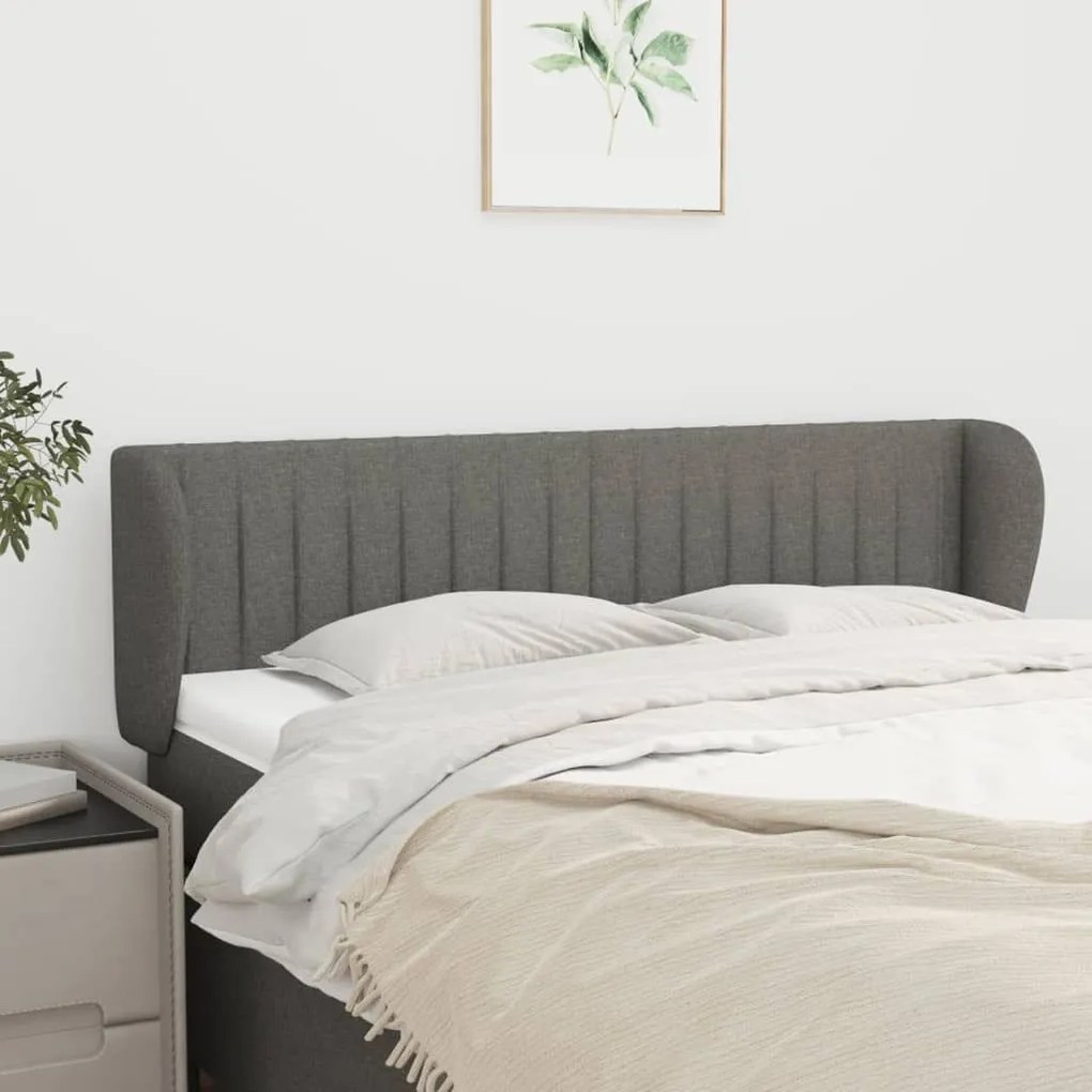 Κεφαλάρι με Πτερύγια Σκούρο Γκρι 147 x 23 x 78/88εκ. Υφασμάτινο 3117381