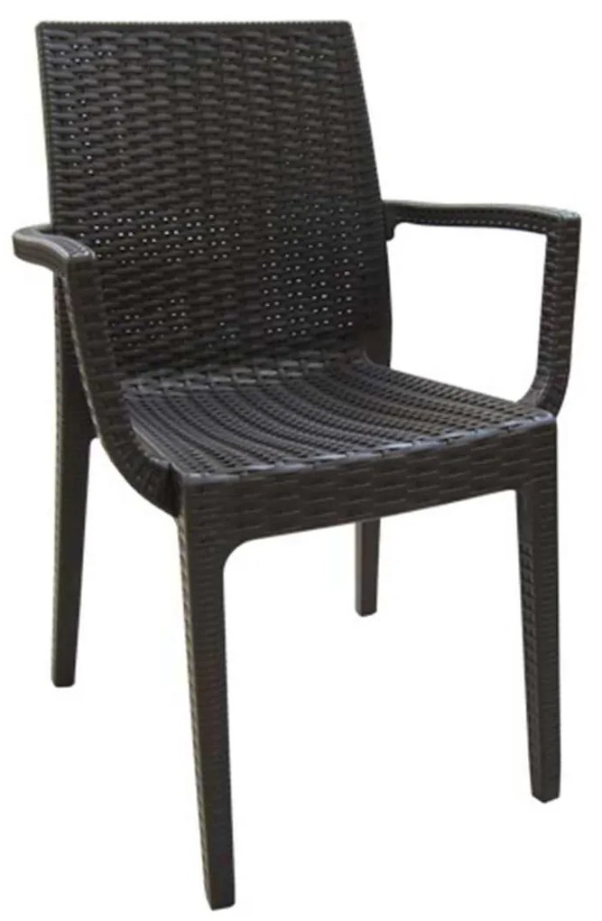 Πολυθρόνα DAFNE Πλαστική Καφέ (Rattan Look) 54x55x85cm