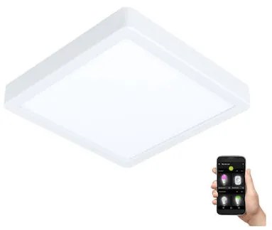 Τετράγωνο  Επιφανείας Λευκό IP44 21cm LED Panel 16,5w 2700-6500K 2250lm Τηλεχειριστήριο Eglo Fueva 900104