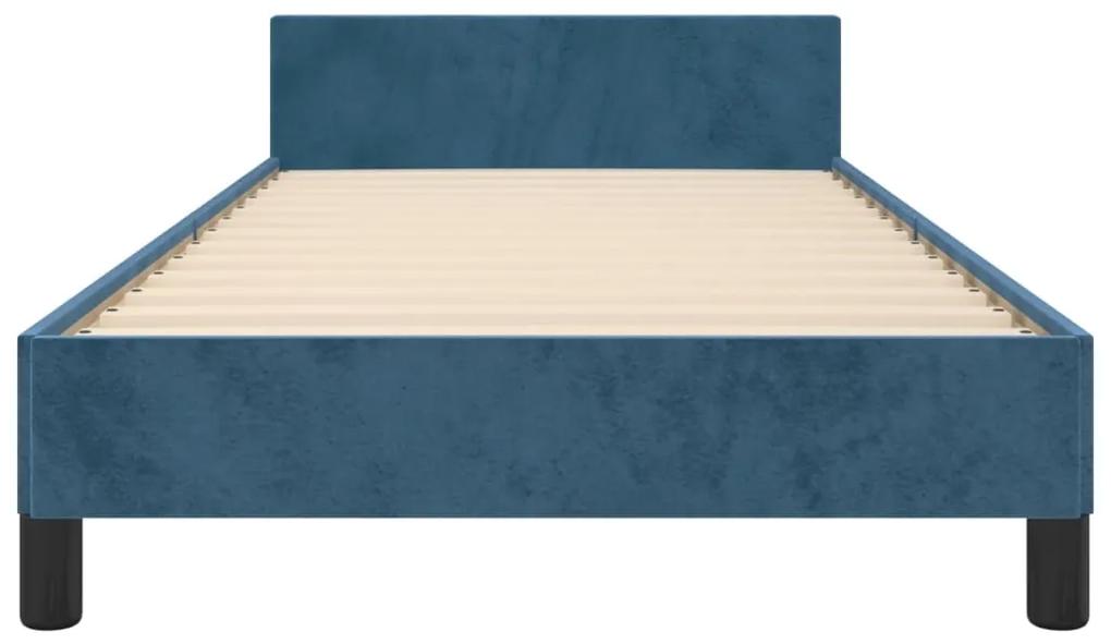 vidaXL Πλαίσιο Κρεβατιού με Κεφαλάρι Σκ. Μπλε 100x200 εκ. Βελούδινο