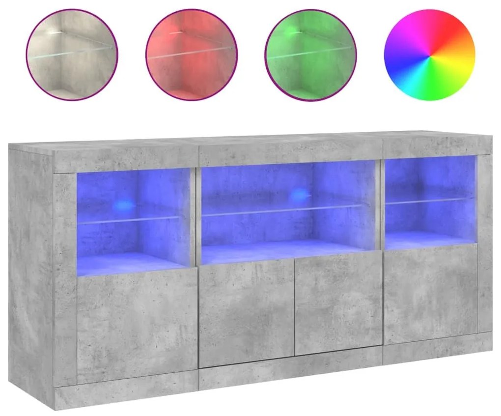 Ντουλάπι με LED Γκρι Σκυροδέματος 142,5x37x67 εκ. - Γκρι