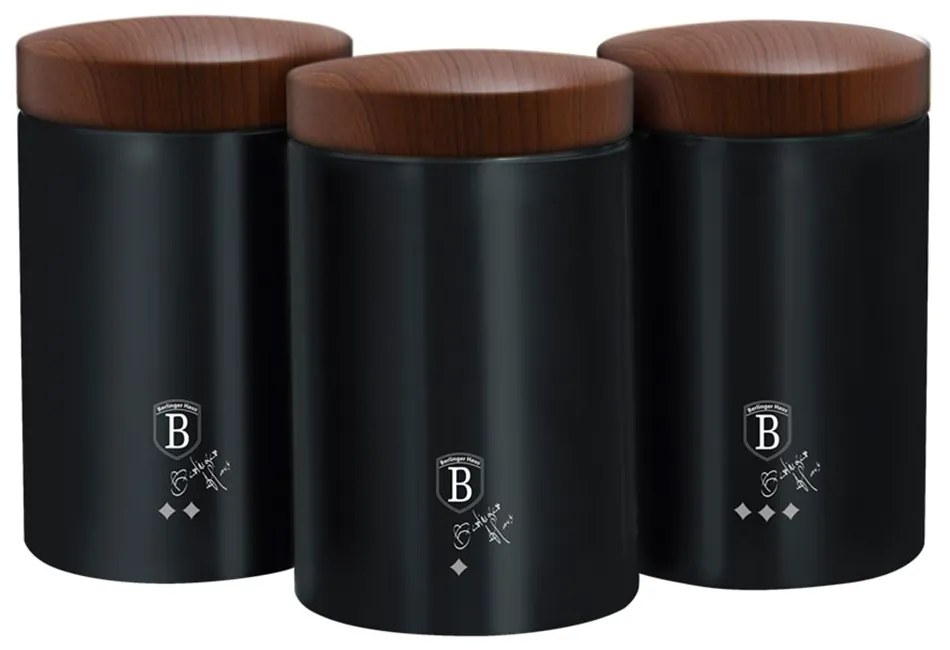 Δοχεία Αποθήκευσης Τροφίμων Berlinger Haus Σετ 3 τμχ Ebony Rosewood BH-6454