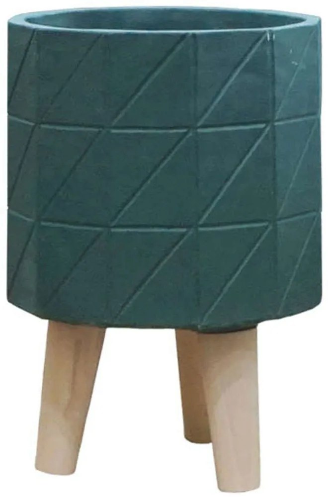Κασπώ 06-00-21203-1 Φ19,5x28,5cm Green-Natural Marhome Wood,Cement