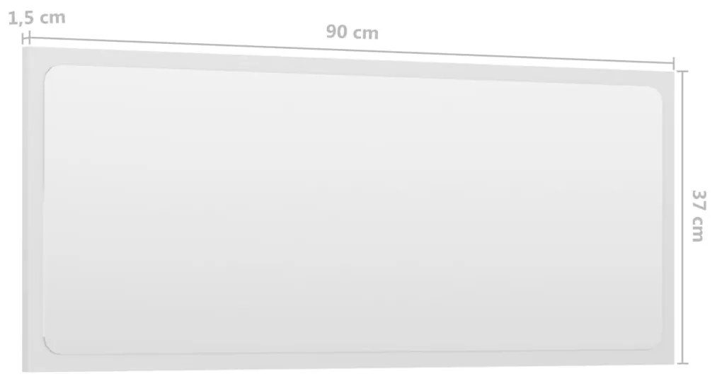 vidaXL Καθρέφτης Μπάνιου Γυαλιστερό Λευκό 90x1,5x37 εκ. Επεξ. Ξύλο