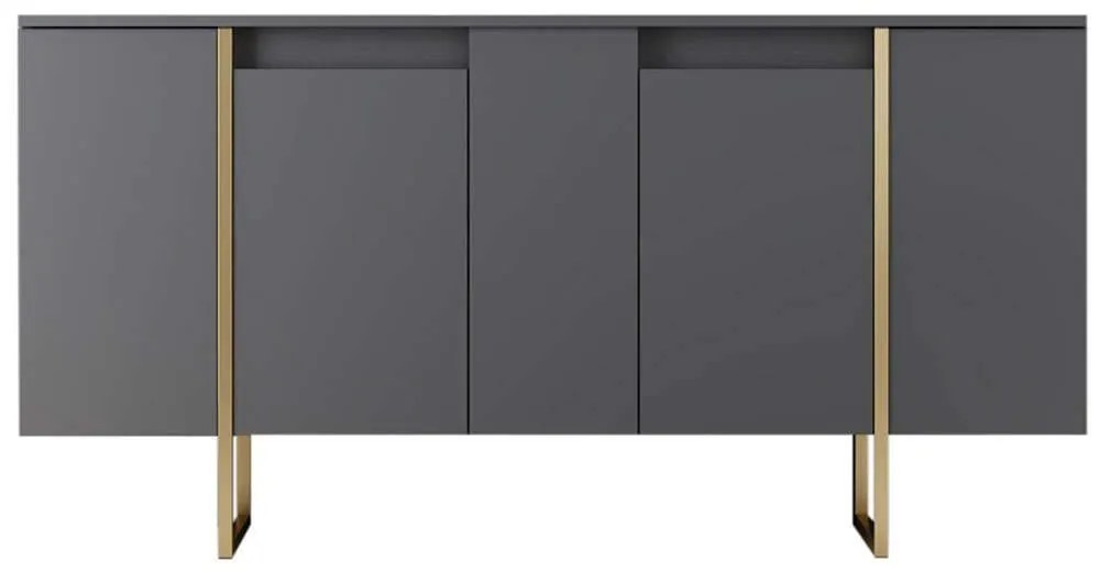 Μπουφές Luxe 618BLY1178 160x35x80cm Anthracite-Gold Melamine, Metal