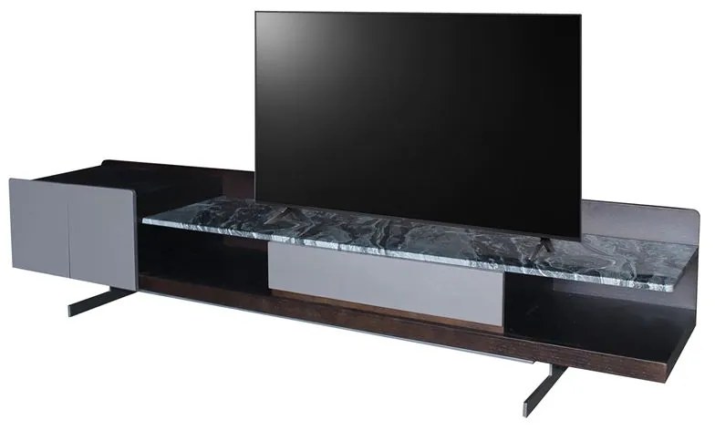 WOODWELL BARRY Έπιπλο TV, Επιφάνειες: Ξύλο Καρυδί+Μάρμαρο Γκρι, Βάση Μέταλλο 220x45x47cm ΕΜ780,1