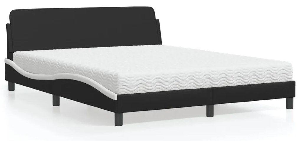 vidaXL Κρεβάτι με Στρώμα Μαύρο/Λευκό 160x200 εκ. από Συνθετικό Δέρμα