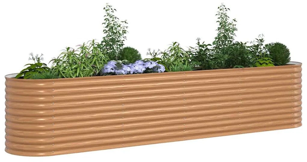 vidaXL Υπερυψωμένη Ζαρντινιέρα Καφέ 400 x 80 x 81 cm Ατσάλι