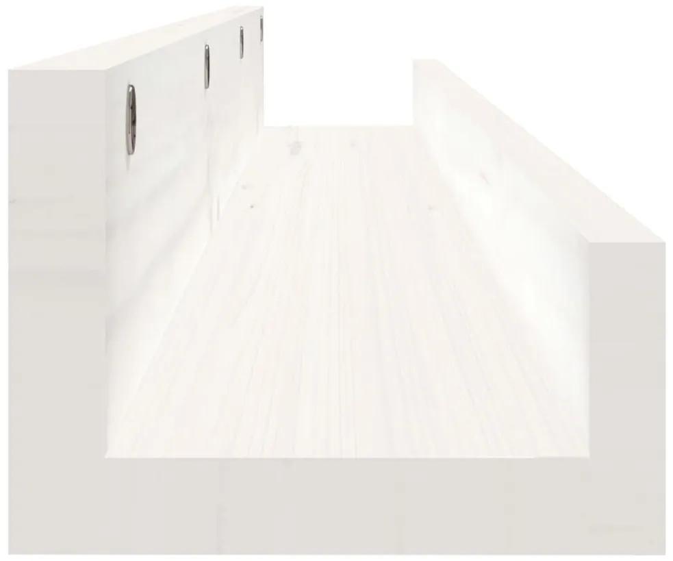 Ράφια Τοίχου 2 τεμ. Λευκό 80x12x9 εκ. από Μασίφ Ξύλο Πεύκου - Λευκό