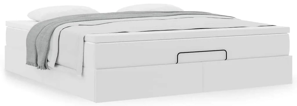 vidaXL Οθωμανικό κρεβάτι με στρώμα Λευκό 160x200cm Faux Leather