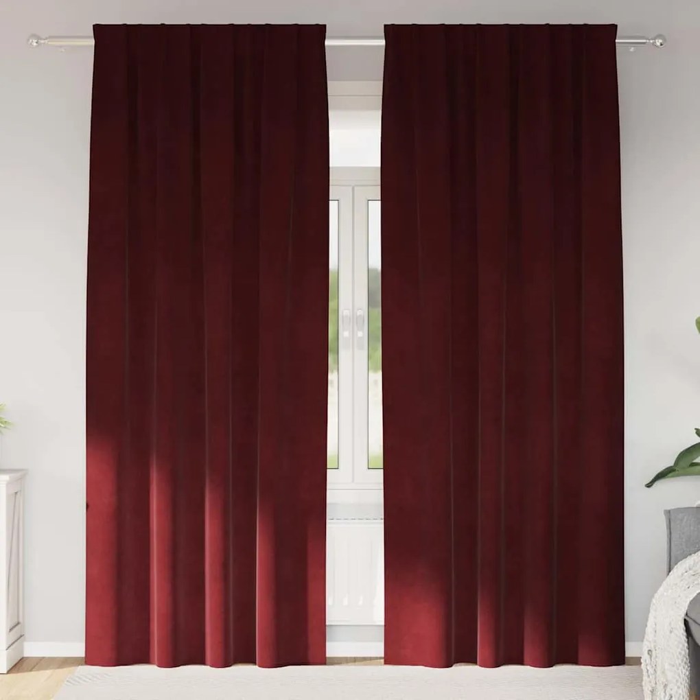 vidaXL Κουρτίνες με κουρτίνες 2 pcs Μπορντό 140 x 245 cm Βελούδο