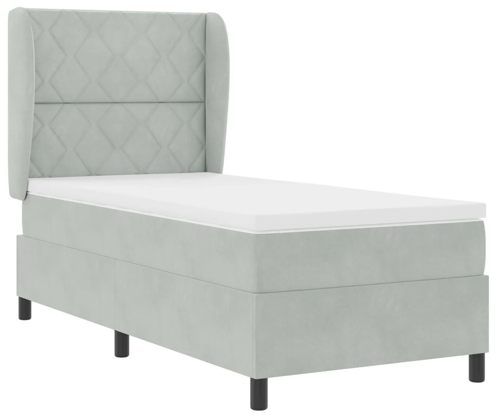 vidaXL Κρεβάτι με Στρώμα Light Grey 90x200 cm Βελούδο