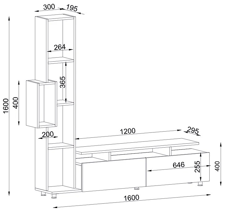 ΣΥΝΘΕΣΗ ΤΗΛΕΟΡΑΣΗΣ TULIP MEGAPAP ΧΡΩΜΑ ΛΕΥΚΟ 160X29,5X160ΕΚ.