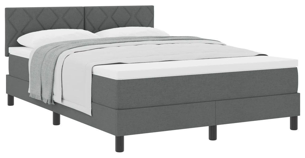 vidaXL κρεβάτι box spring  με στρώμα σκούρο γκρι 140x200 εκ υφάσμα