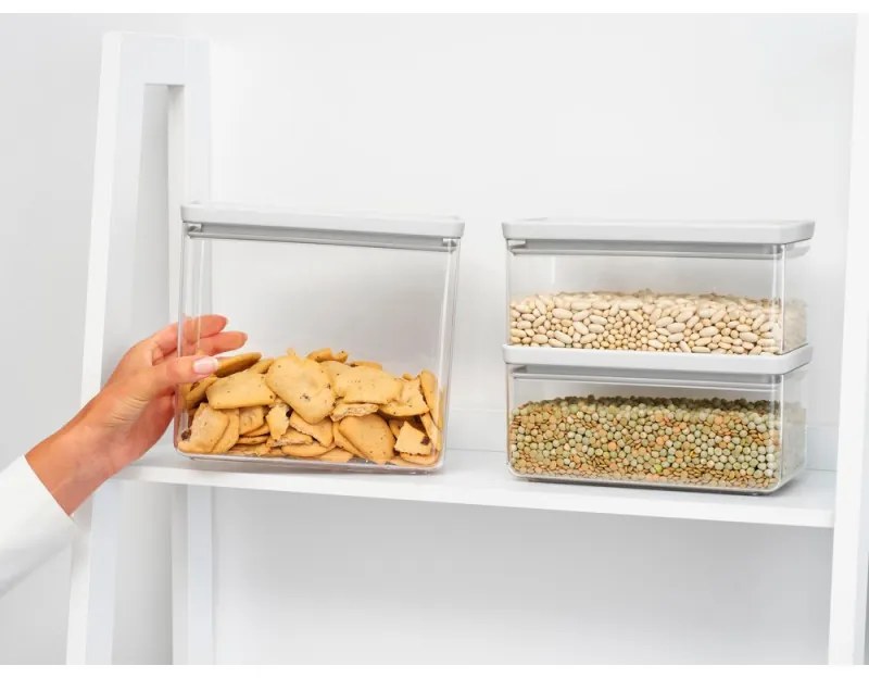 Κουτιά αποθήκευσης Brabantia Tasty+ Stackable 1008882, 1.5l/3.5l, BPA-free, Στεγανό κλείσιμο, Ανοιχτό γκρι