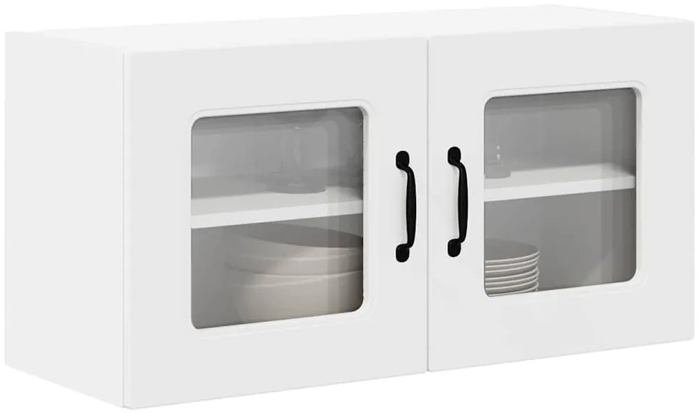 vidaXL Κρεμαστό ντουλάπι κουζίνας με ράφι Λευκό 80 x 31 x 40 εκ