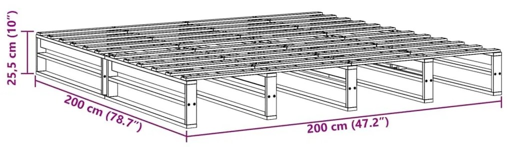 Σκελετός Κρεβ. Χωρίς Στρώμα Λευκό 200x200 εκ Μασίφ Πεύκο - Λευκό