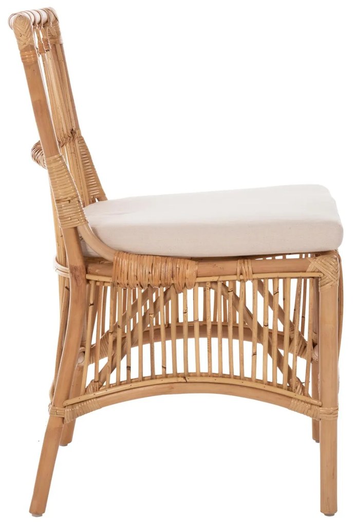 Καρέκλα THALIN Rattan σε Φυσικό και Μαξιλάρι Λευκό 53x58x91Υεκ. 53x58x91 εκ.