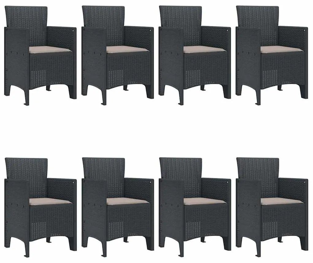vidaXL Σέτ φαγητού για κήπο 9 pcs Ανθρακί Rattan Polt