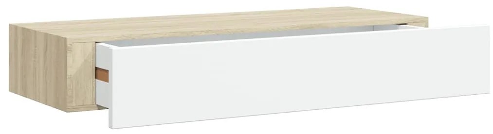 vidaXL Ράφια Τοίχου Συρτάρια 2 τεμ. Δρυς/Λευκό 60x23,5x10 εκ από MDF