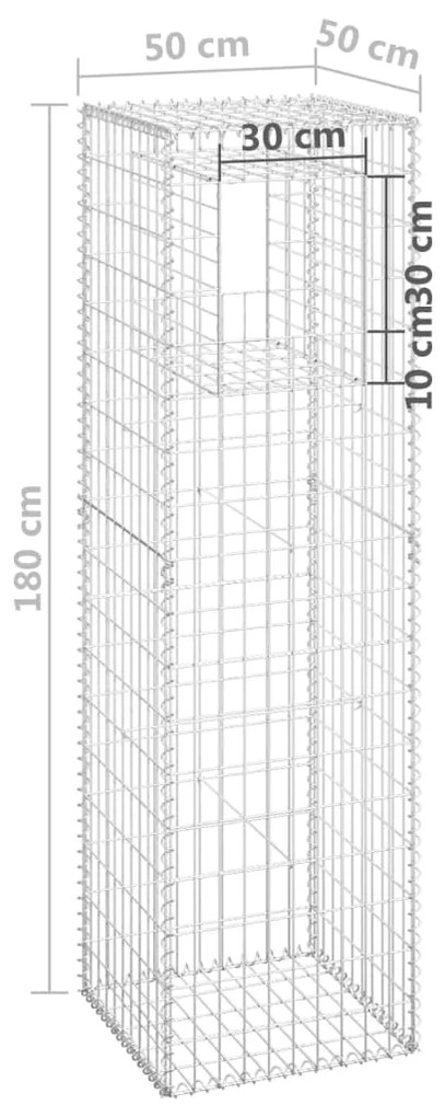 vidaXL Συρματοκιβώτιο Στύλος 50 x 50 x 180 εκ. Σιδερένιο