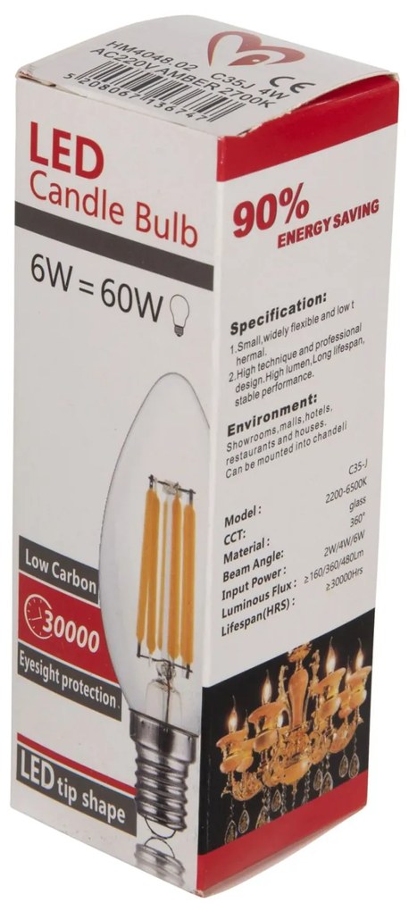 Λαμπτήρας Led Filament 4W E14 3000K Χρυσό Dimmable