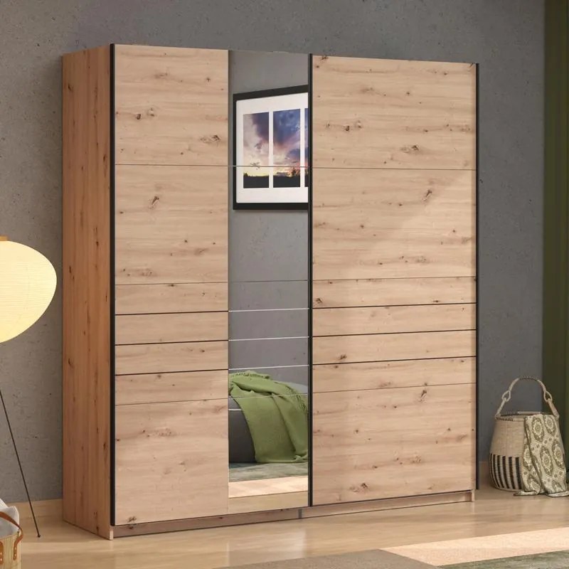 Ντουλάπα Συρόμενη VEYMONT 200 OG με Καθρέπτη Artisan Oak 195x61x218εκ. 195x61x218 εκ.