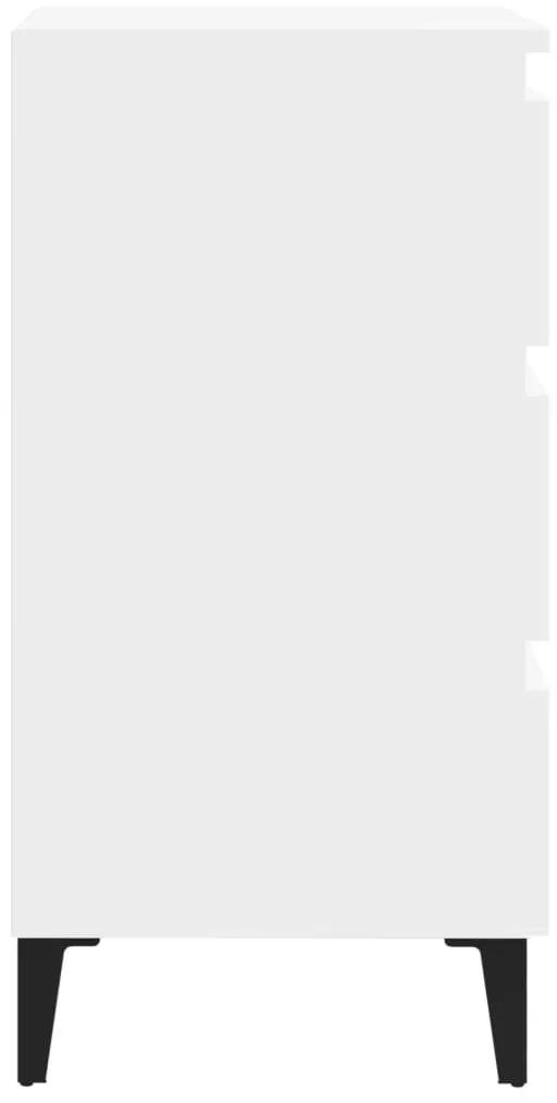 Κομοδίνο Λευκό 40 x 35 x 69 εκ. με Μεταλλικά Πόδια - Λευκό