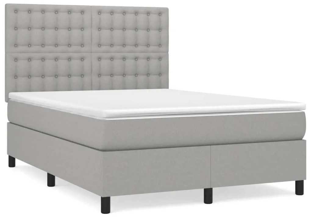 vidaXL Κρεβάτι Boxspring με Στρώμα Ανοιχτό Γκρι 140x200 εκ. Υφασμάτινο