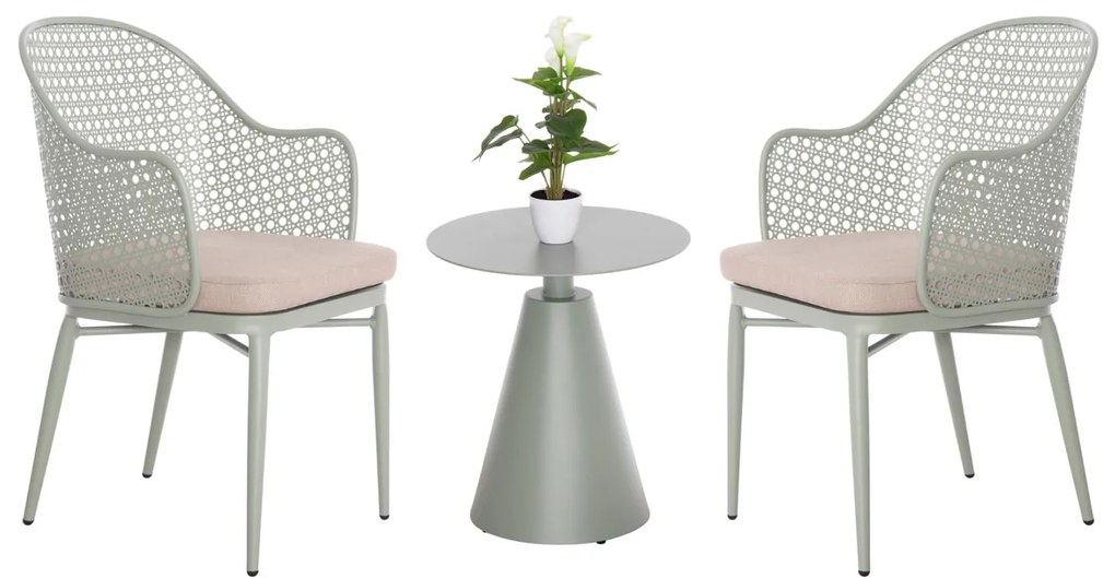 Σετ Κήπου Σαλόνι OREGO 3 τεμ. C21106.06 Αλουμίνιο σε Φυστικί χρώμα 58x55x83 εκ.