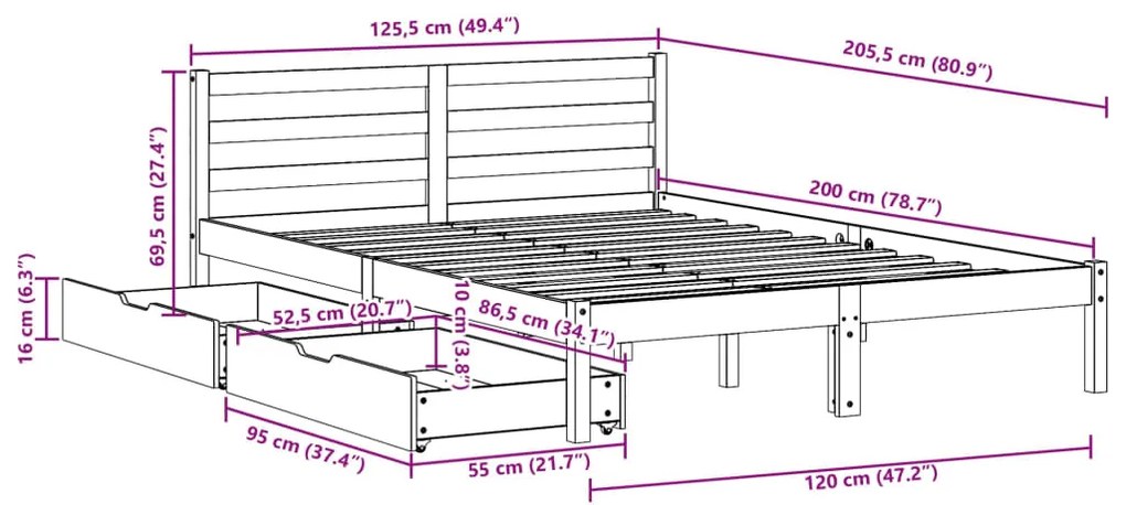 ΣΚΕΛΕΤΟΣ ΚΡΕΒ. ΧΩΡΙΣ ΣΤΡΩΜΑ ΚΑΦΕ ΚΕΡΙΟΥ 120X200 ΕΚ ΜΑΣΙΦ ΠΕΥΚΟ 3301557