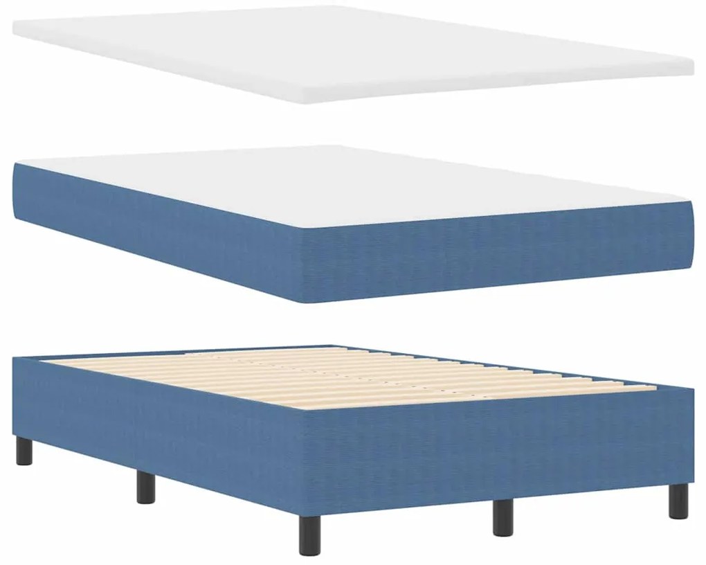 vidaXL Κρεβάτι με ελατήρια Μπλέ, Λευκό 203 x 120 x 60 εκ Βελούδο