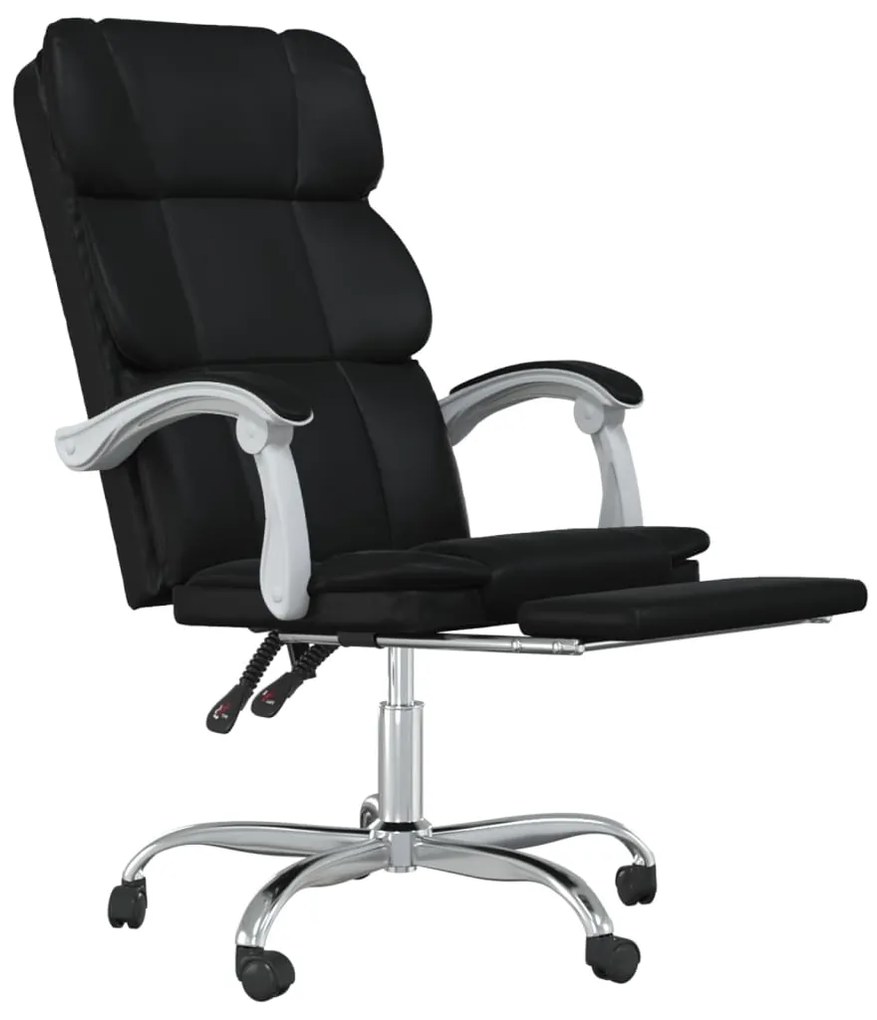 vidaXL Καρέκλα Γραφείου Ανακλινόμενη Μαύρη Συνθετικό δέρμα