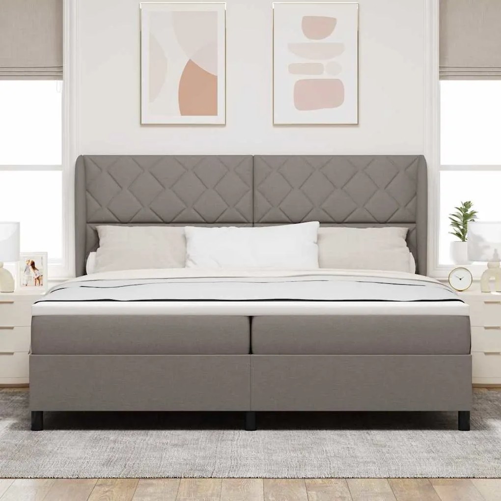vidaXL Κρεβάτι με ελατήρια με στρώμα Taupe 200 x 200 cm ύφασμα